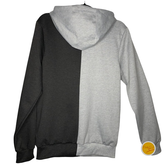 RIFLESSI Zip Up Hoodie Heather Split Color Heather Grey, Charcoal Grey Sz. M NWT - Picture 2 of 8